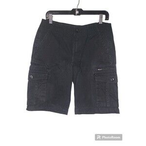 Guess Casual Black Cargo Shorts for Men Solid Color Sweat Shorts with Zipper